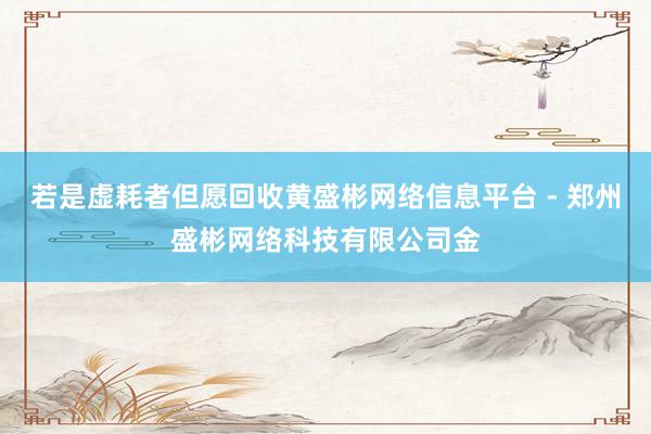 若是虚耗者但愿回收黄盛彬网络信息平台 - 郑州盛彬网络科技有限公司金