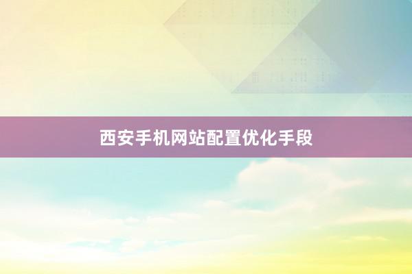 西安手机网站配置优化手段